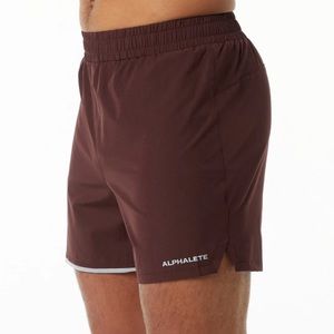 Mens Alphalete Burgundy CORE STRIDE SHORT 5"